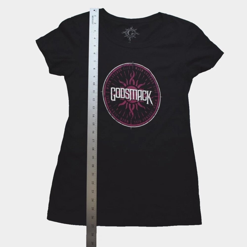 Godsmack When Legends Rise Womens Sun Logo Black Shirt New Medium - Picture 6 of 7